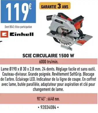 Brico Cash SCIE CIRCULAIRE 1500 W offre