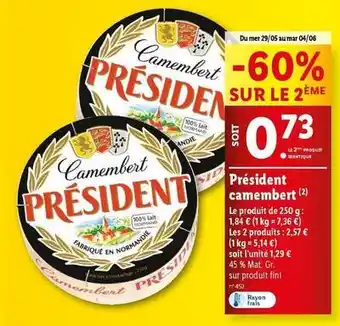 Lidl Président - camembert offre