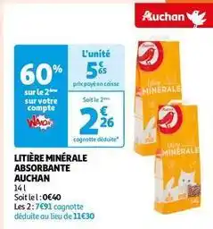 Auchan Auchan - litière minérale absorbante offre
