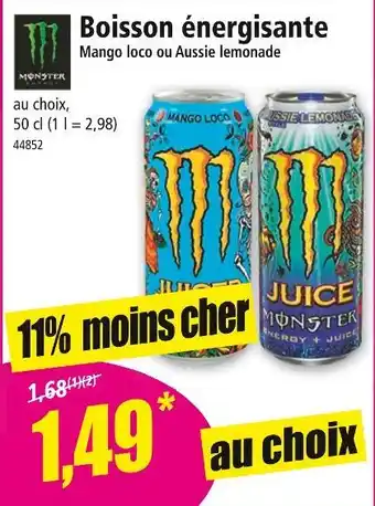 Norma MONSTER Boisson énergisante Mango loco ou Aussie lemonade offre