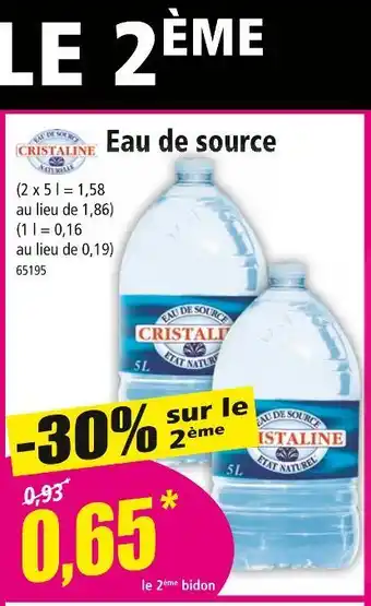 Norma CRISTALINE Eau de source offre