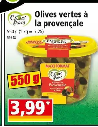 Norma Croc'frais Olives vertes à la provençale offre