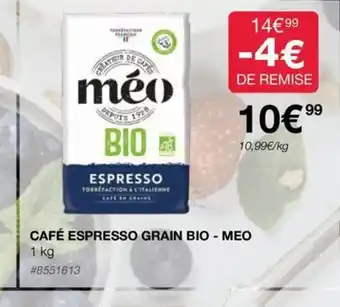 Costco CAFÉ ESPRESSO GRAIN BIO - MEO offre