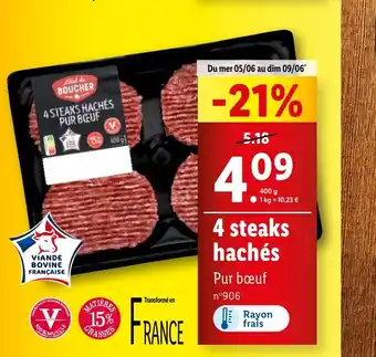 Lidl 4 steaks hachés offre