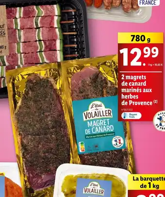 Lidl 2 magrets de canard marinés aux herbes offre