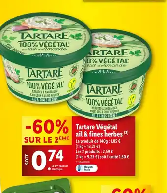 Lidl Tartare Végétal ail & fines herbes (2) offre