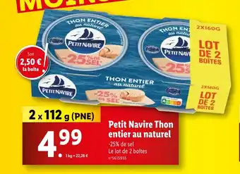 Lidl Petit Navire Thon entier au naturel offre