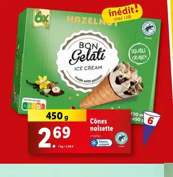 Lidl Cônes noisette offre