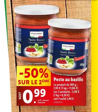 Lidl Pesto au basilic offre