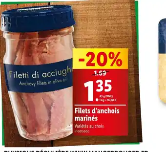 Lidl Filets d'anchois marinés offre