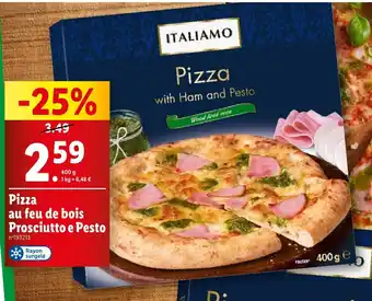 Lidl Pizza au feu de bois Prosciutto e Pesto offre