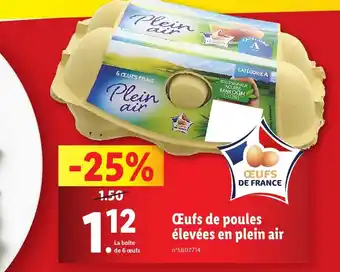 Lidl Œufs de poules élevées en plein air offre