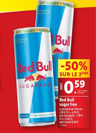 Lidl Red Bull sugar free offre