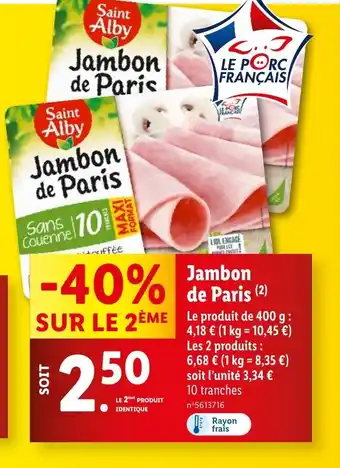 Lidl Jambon de Paris offre