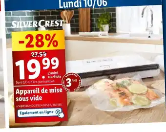 Lidl Appareil de mise sous vide offre