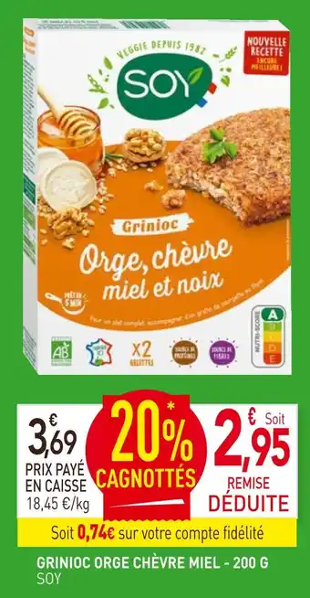 naturéO SOY GRINIOC ORGE CHÈVRE MIEL offre