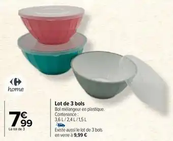 Carrefour Drive Lot de 3 bols offre