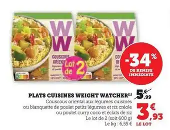 Super U Weight watchers - plats cuisinés offre