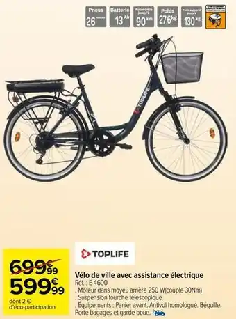 Toplife - vélo de ville avec assistance électrique