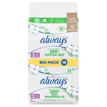 Carrefour Market ALWAYS COTTON BIO Protections Hygiéniques offre