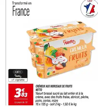 Netto NETTO CRÉMEUX AUX MORCEAUX DE FRUITS offre