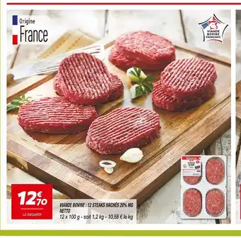 Netto NETTO VIANDE BOVINE : 12 STEAKS HACHÉS 20% MG offre