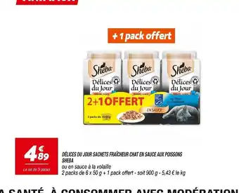 Netto SHEBA DÉLICES DU JOUR SACHETS FRAÎCHEUR CHAT EN SAUCE AUX POISSONS offre