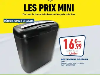 Bureau Vallée DESTRUCTEUR DE PAPIER 10L offre