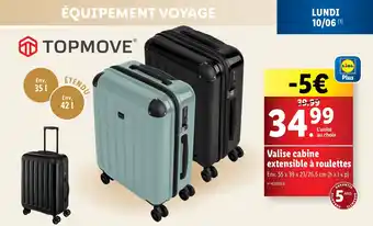 Lidl Valise cabine extensible à roulettes offre