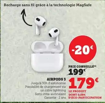 Super U AIRPODS 3 offre