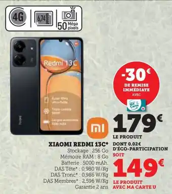 Super U XIAOMI REDMI 13C offre