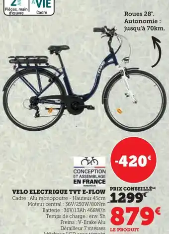 Promo VELO ELECTRIQUE TVT E FLOW chez Super U