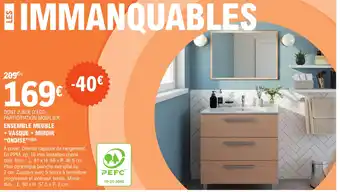 E.Leclerc Brico ENSEMBLE MEUBLE + VASQUE + MIROIR "ONDISE❞(2)(3) offre