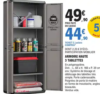 E.Leclerc Brico ARMOIRE HAUTE 3 TABLETTES offre