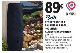 E.Leclerc Brico RECUPERATEUR A EAU MURAL PROFIL 400 LITRES offre