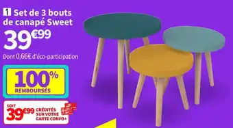 Conforama Set de 3 bouts de canapé Sweet offre