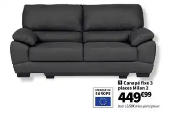 Conforama Canapé fixe 3 places Milan 2 offre