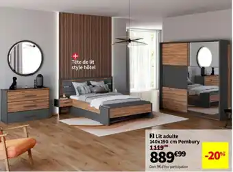 Conforama Lit adulte 140x190 cm Pembury offre