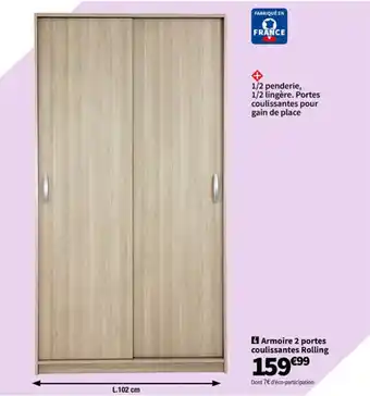 Conforama Armoire 2 portes coulissantes Rolling offre