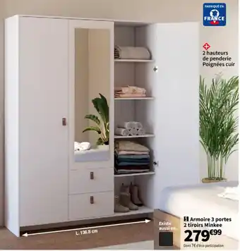 Conforama Armoire 3 portes 2 tiroirs Minkee offre