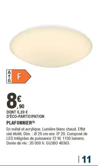 E.Leclerc Brico Plafonnier offre