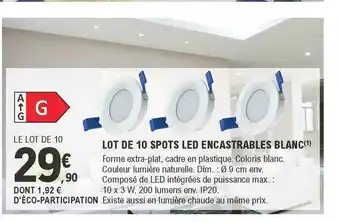 E.Leclerc Brico Lot De 10 Spots Led Encastrables Blanc offre