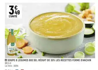 Casino Shop Soupe 8 Légumes Bio Sel Réduit De 30% Les Recettes Ferme D'anchin offre