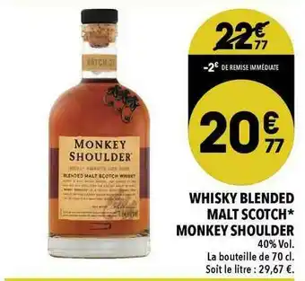 Supeco Whisky Blended Malt Scotch Monkey Shoulder offre