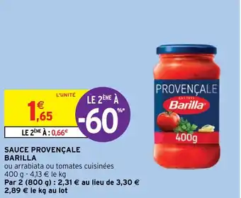 Intermarché Hyper SAUCE PROVENÇALE BARILLA offre