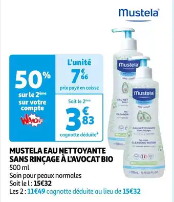 Auchan MUSTELA EAU NETTOYANTE SANS RINÇAGE À L'AVOCAT BIO offre