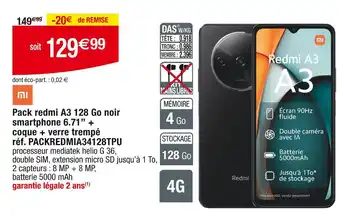 Cora x Carrefour Redmi Pack Redmi A3 128 Go Noir offre