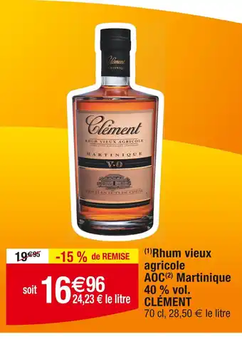 Cora x Carrefour CLÉMENT Rhum vieux agricole AOC Martinique offre