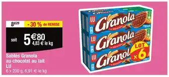 Cora x Carrefour LU Sablés Granola au chocolat au lait offre