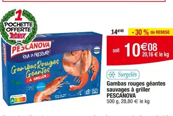 Cora x Carrefour PESCANOVA Gambas rouges géantes sauvages à griller offre